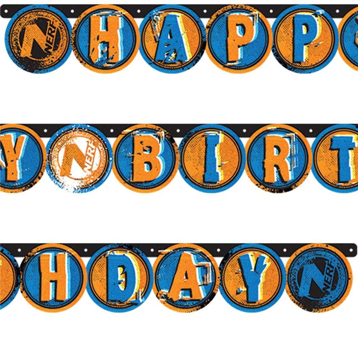 Nerf &apos;Happy Birthday&apos; Paper Banner - 2.18m