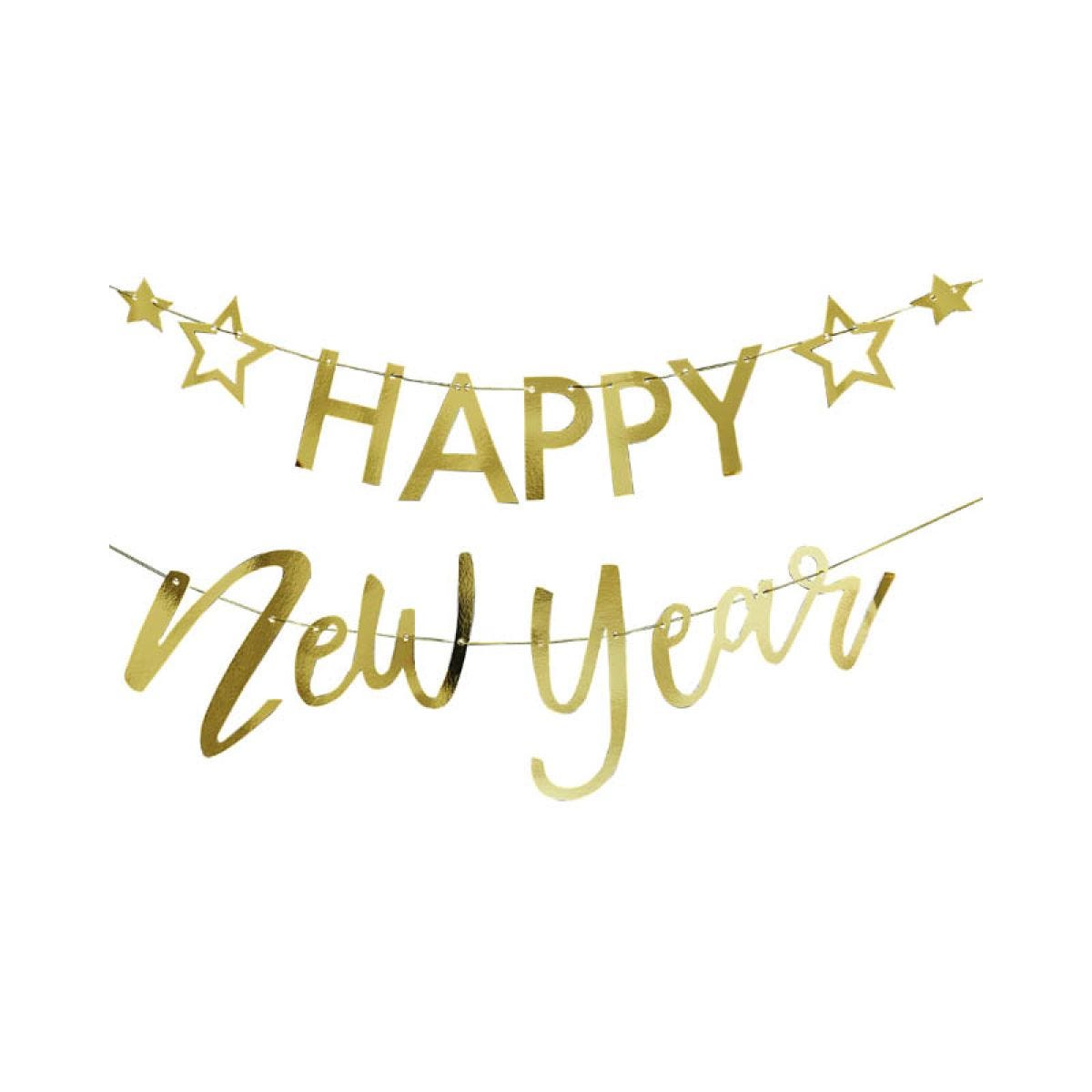 Gold Foil Happy New Year Paper Banner - 1.5m