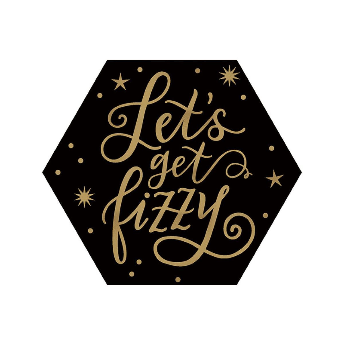Let&apos;s Get Fizzy Hot Stamped Hexagon Coasters - 7.6cm