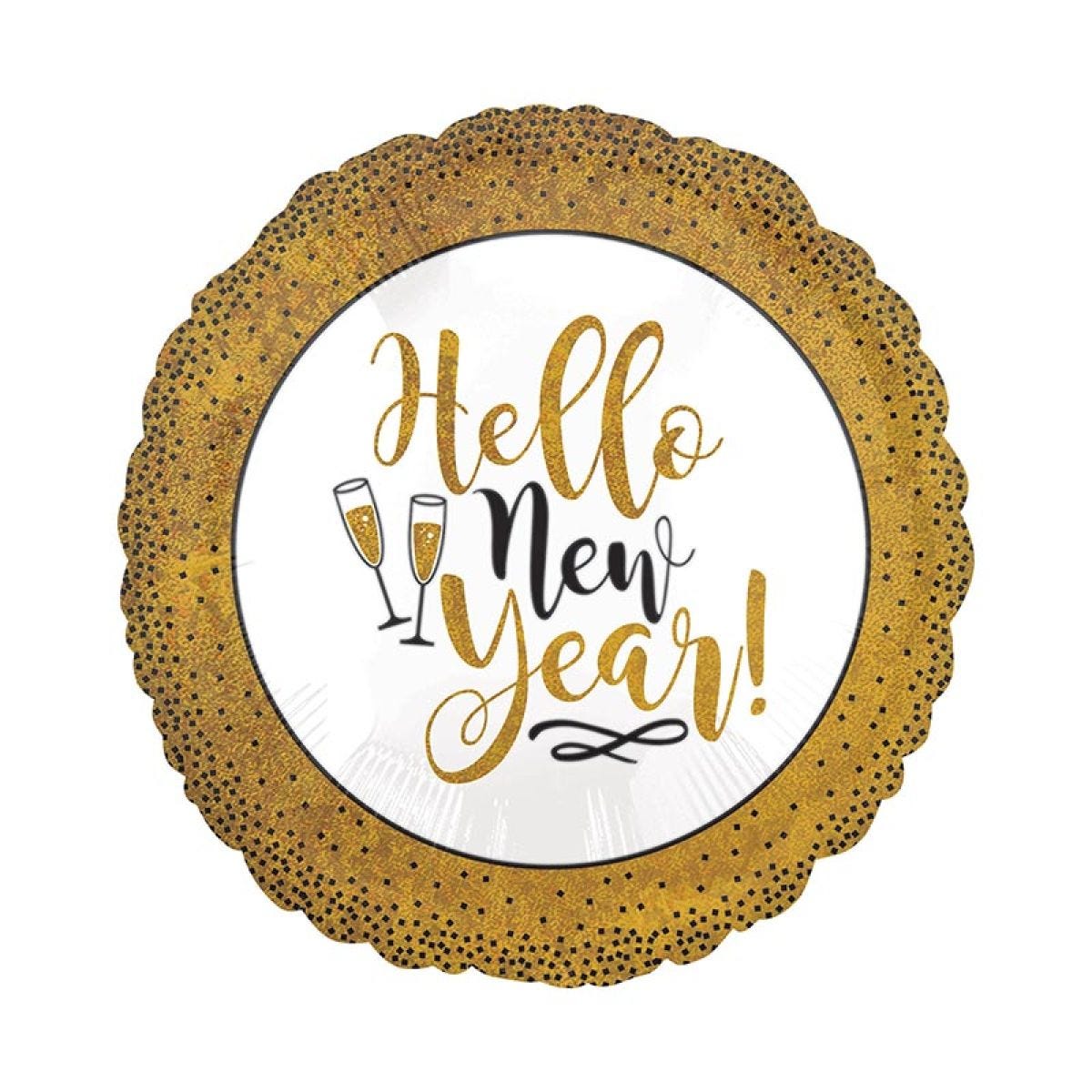 Gold Glitter New Year Balloon - 18" Foil
