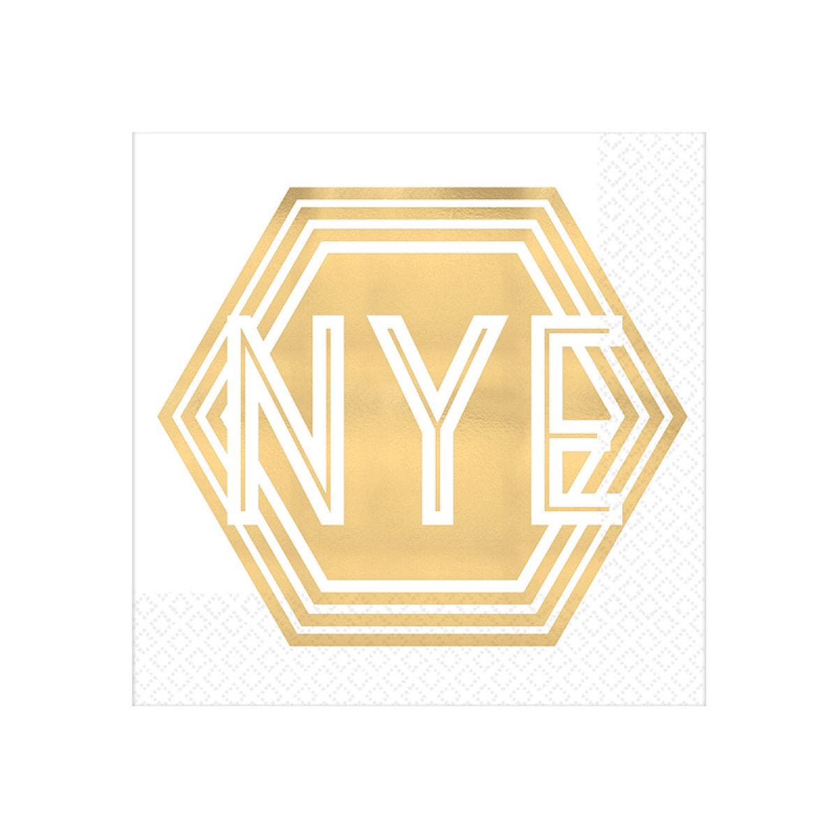 Geometric "NYE" Paper Beverage Napkins - 25cm (16pk)