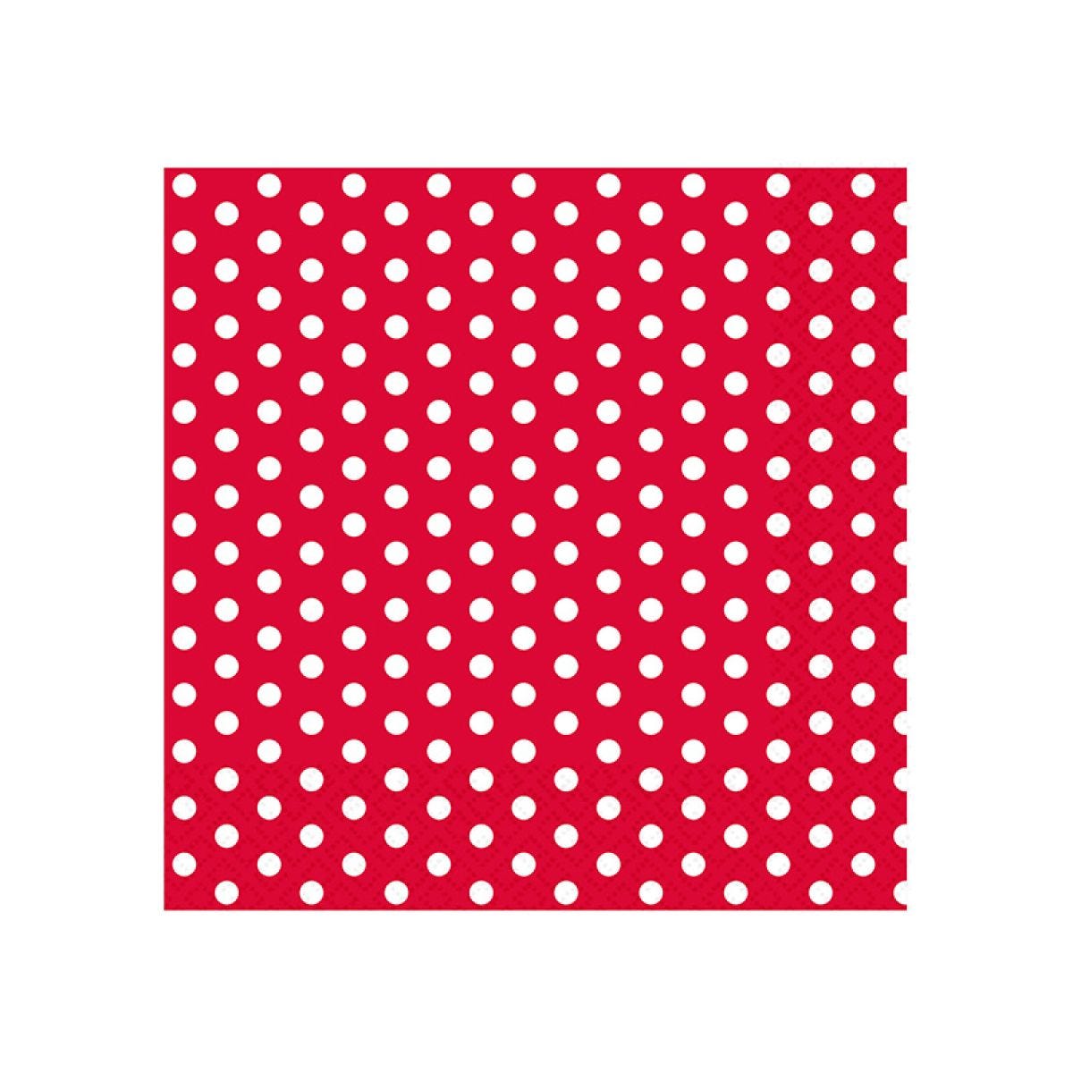Red & White Spot Paper Napkins - 33cm (20pk)