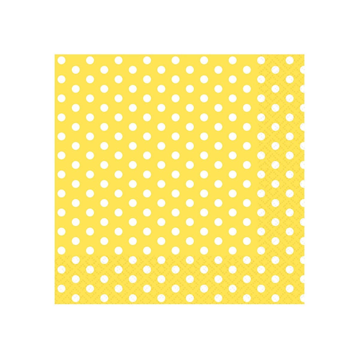 Yellow & White Spot Paper Napkins - 33cm (20pk)