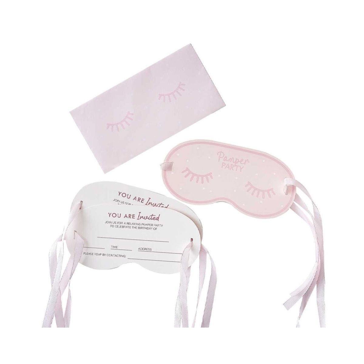 Pamper Party Eye Mask Shaped Invitations - 16.5cm (5pk)