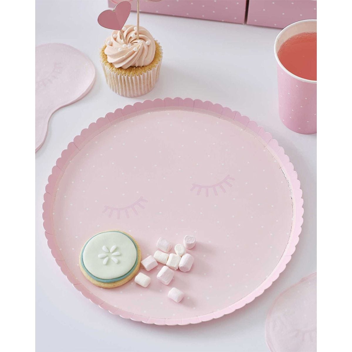 Pamper Party Pink Polka Dot Plates - 25cm (8pk)