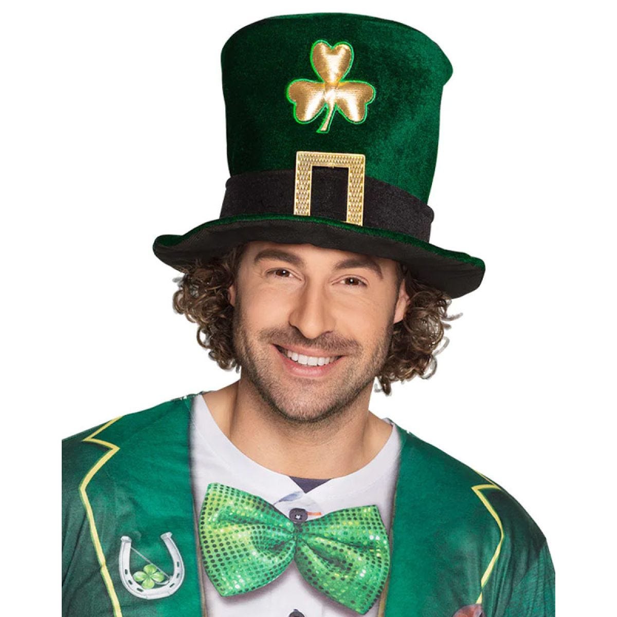 St Patrick&apos;s Day Shamrock Fabric Top Hat