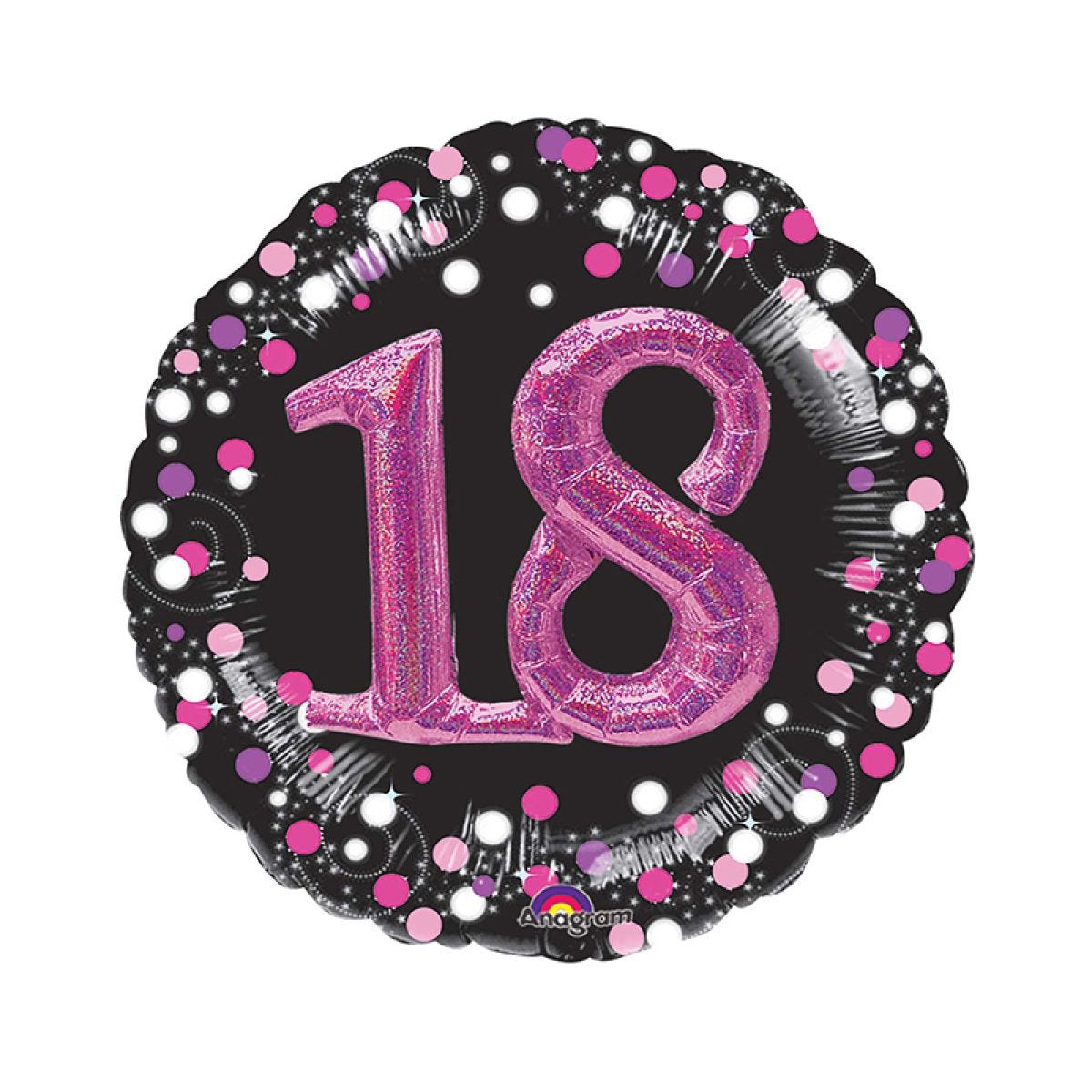 18th Birthday Pink Sparkling Celebration 3D Multi- Balloon - 32" Foil