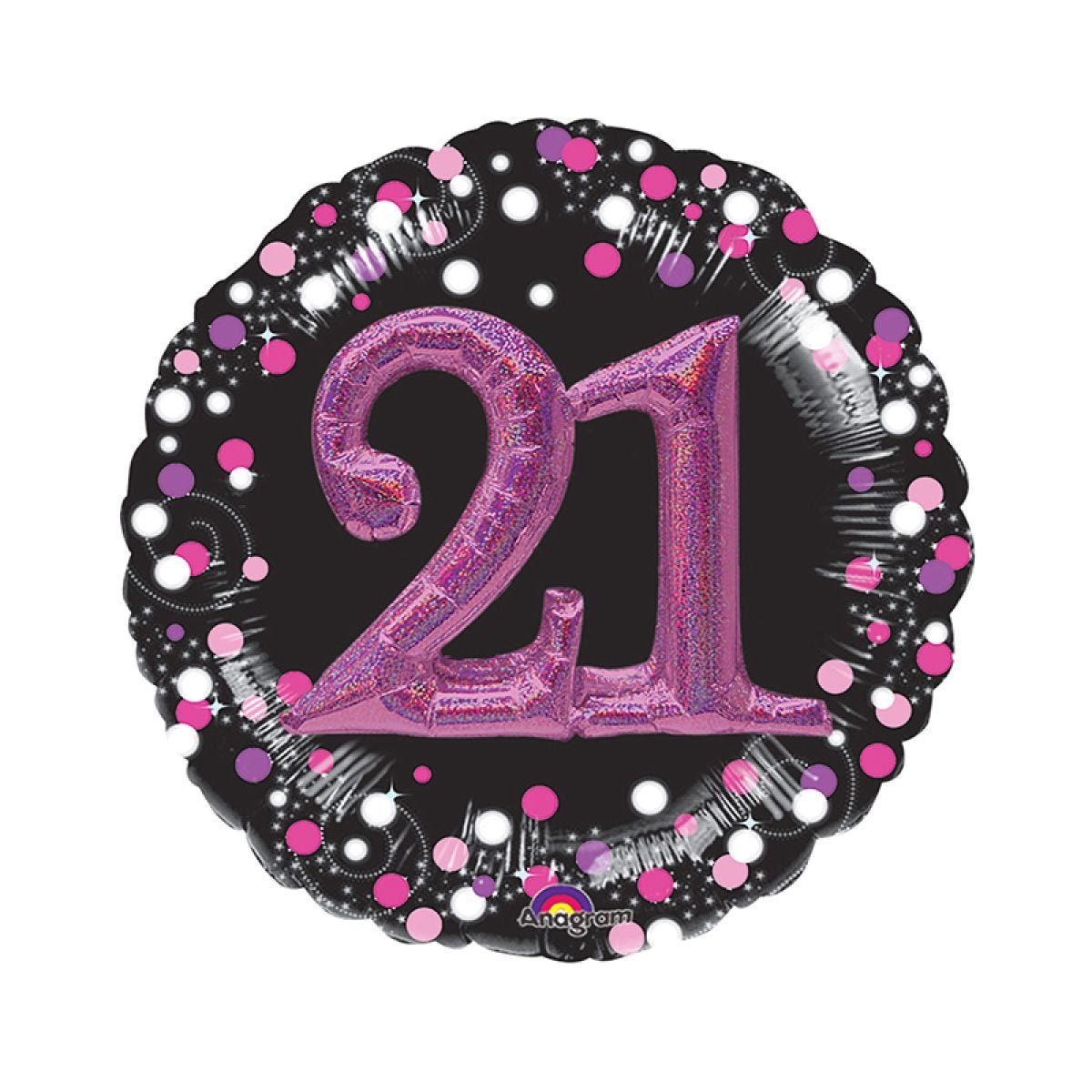 21st Birthday Pink Sparkling Celebration 3D Multi- Balloon - 32" Foil