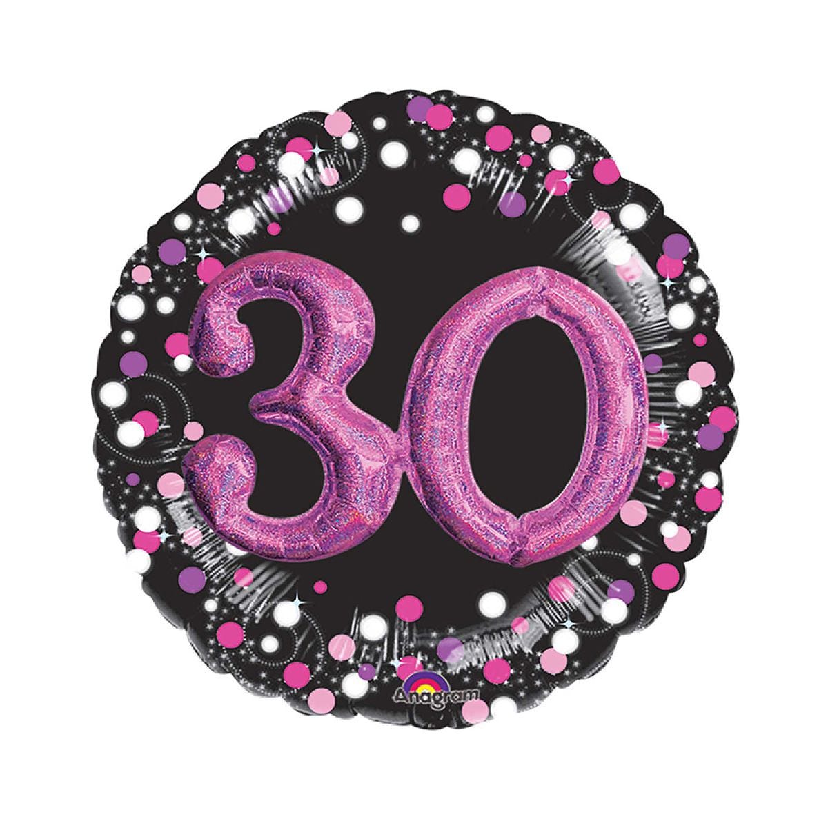 30th Birthday Pink Sparkling Celebration 3D Multi- Balloon - 32" Foil