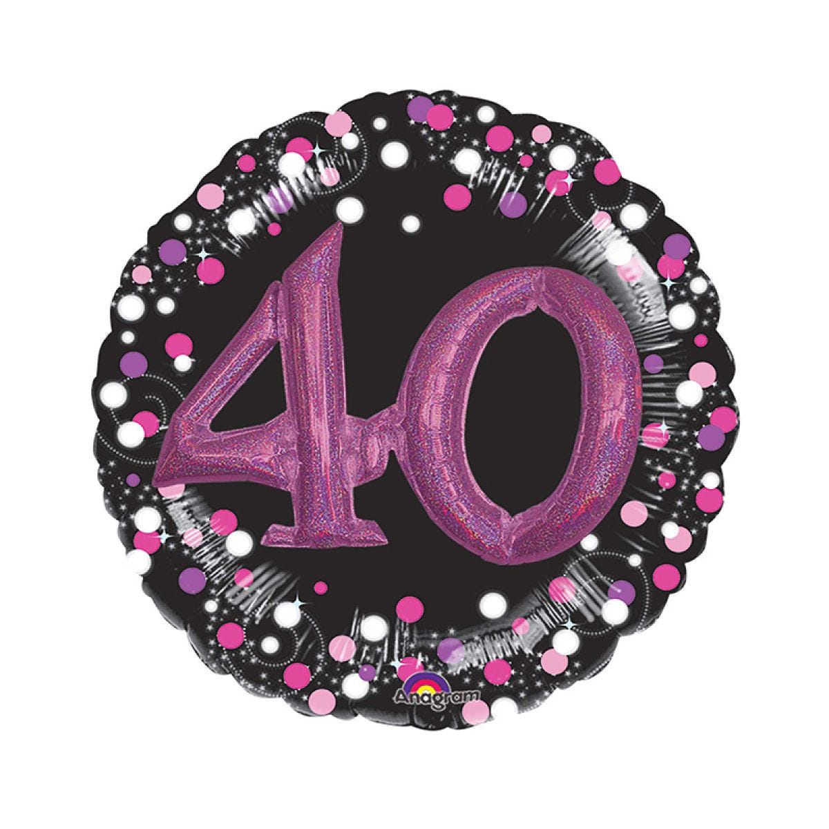 40th Birthday Pink Sparkling Celebration 3D Multi- Balloon - 32"Foil