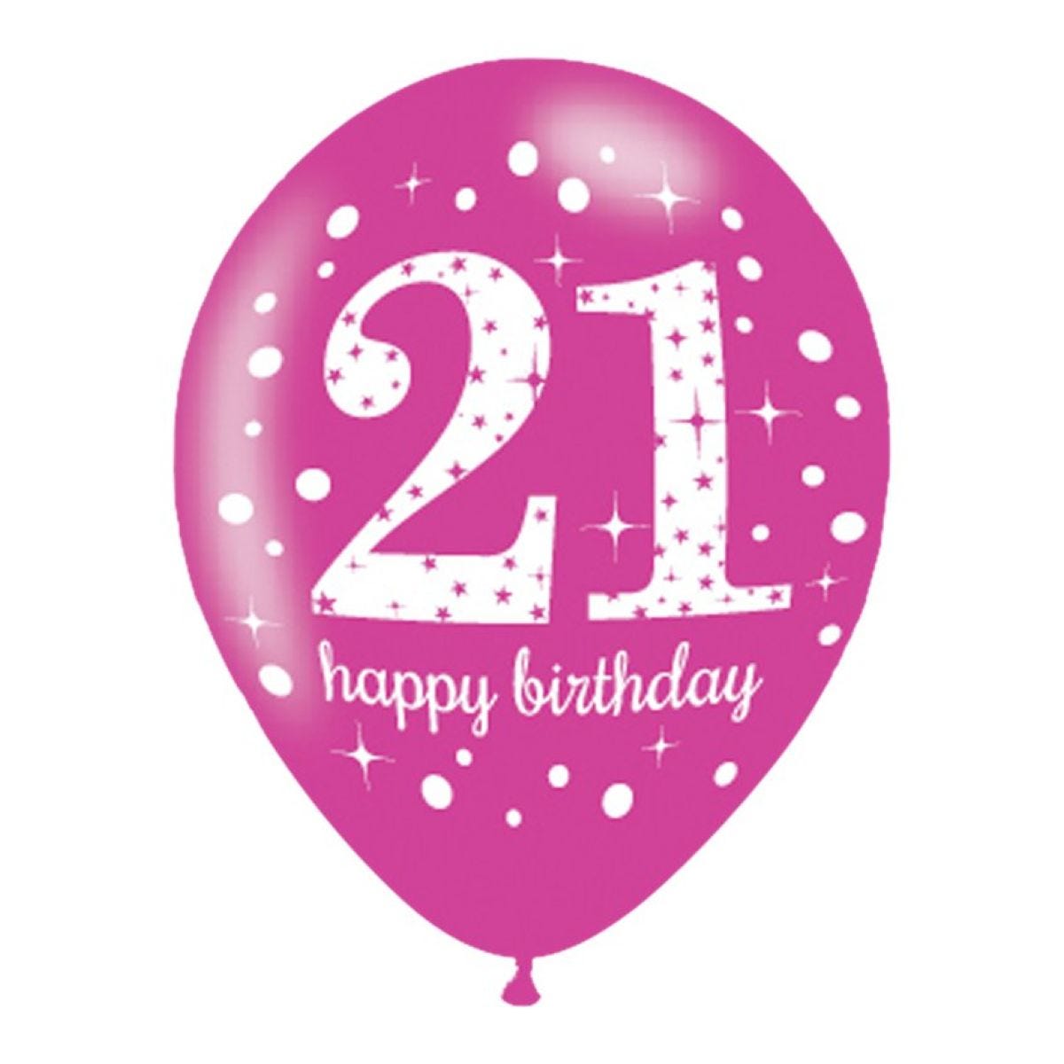 Happy 21st Birthday Pink Mix Latex Balloons - 11"