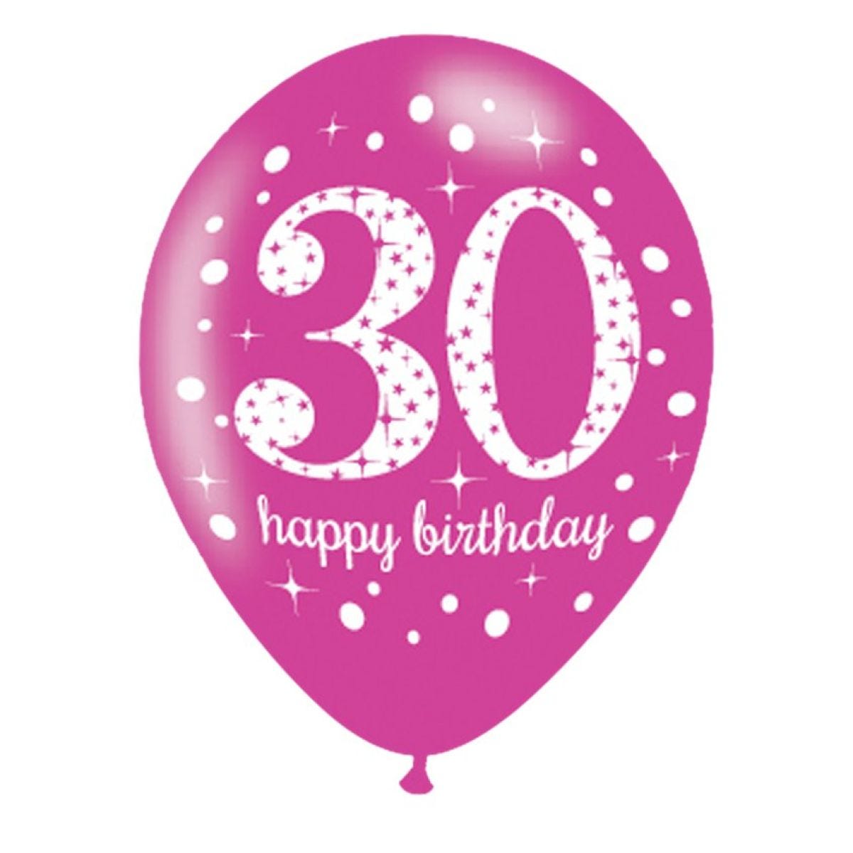 Happy 30th Birthday Pink Mix Latex Balloons - 11"