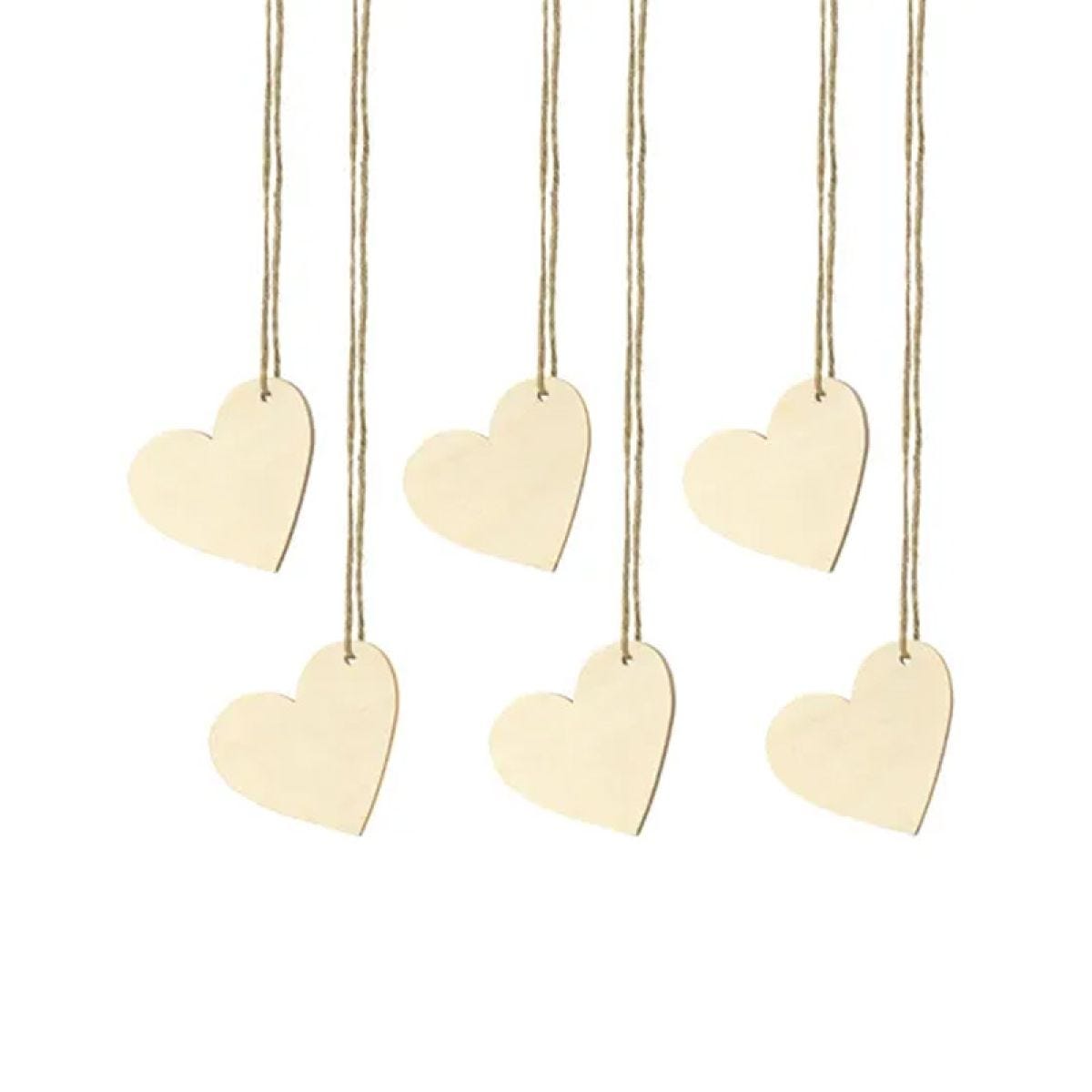Wooden Hearts with Twine Place Cards (10pk)