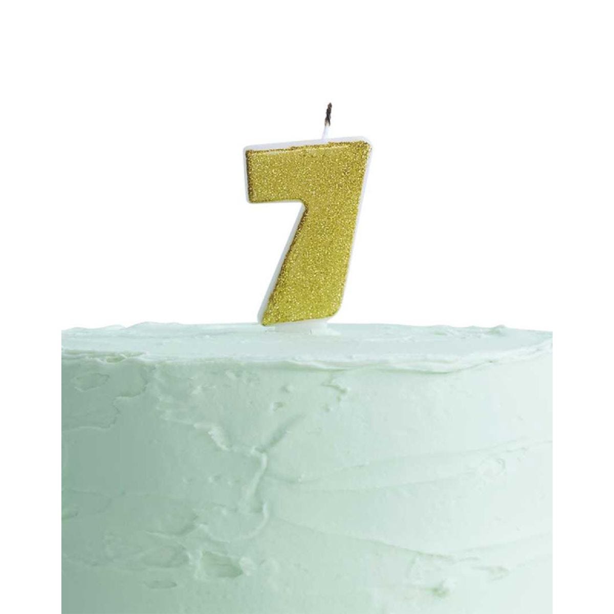 Pick & Mix Gold Glitter Number 7 Candle - 6cm