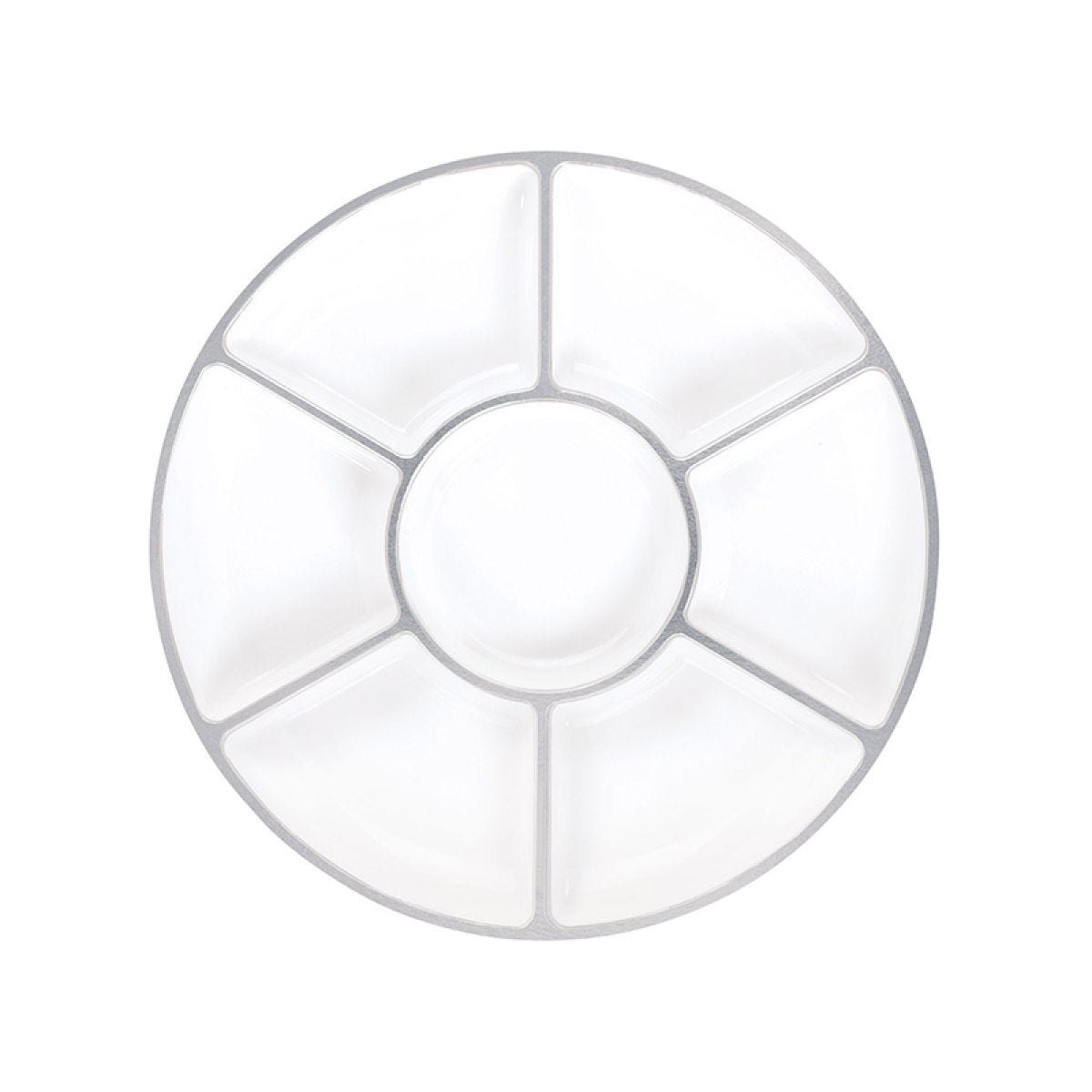 White with Silver Trim Compartment Platter - 40cm