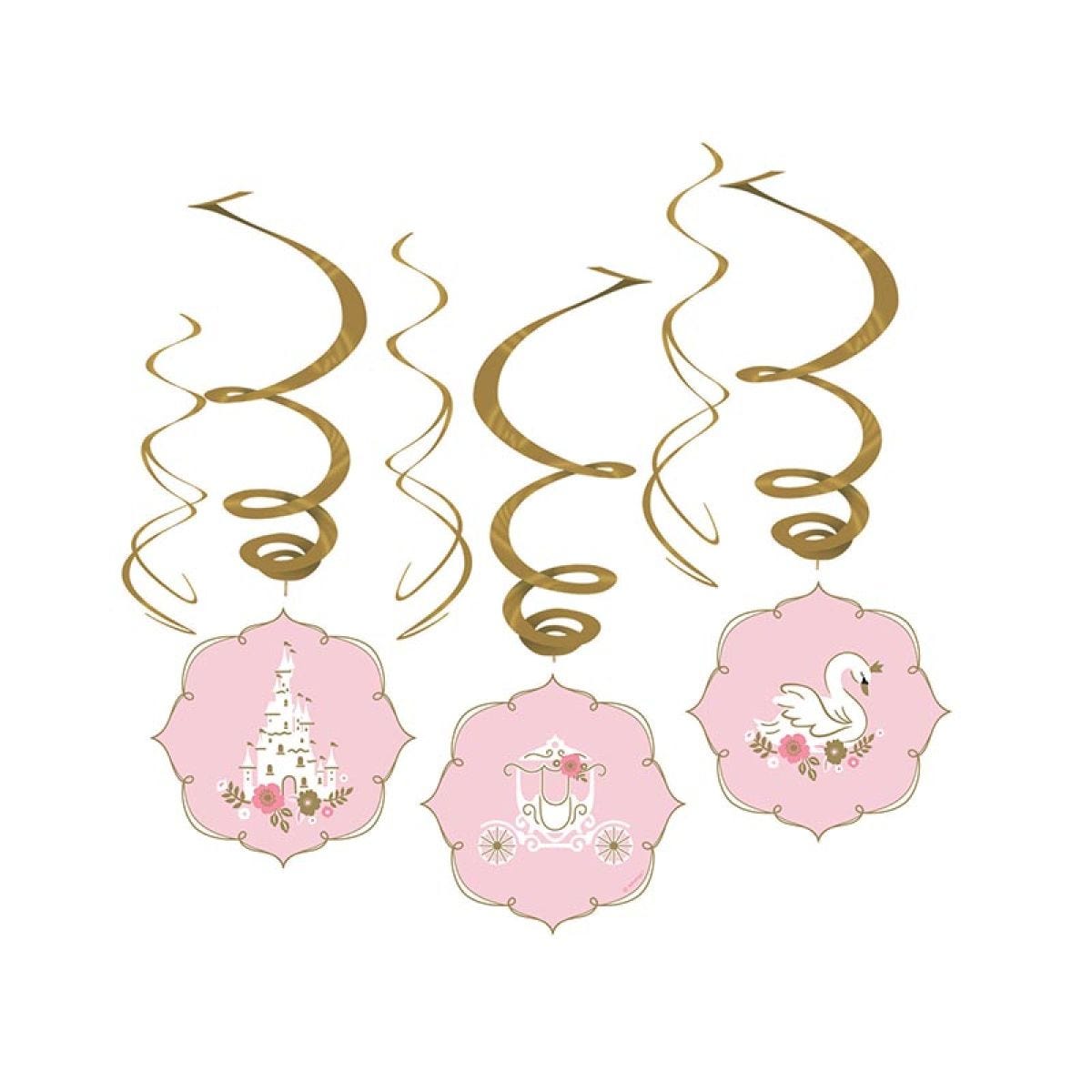 Princess for a Day Hanging Swirl Decorations (6pk)