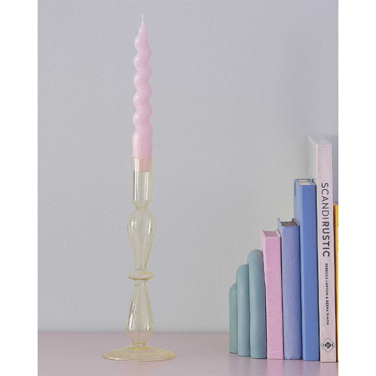 Pastel Wave Yellow Glass Bubble Candle Holder