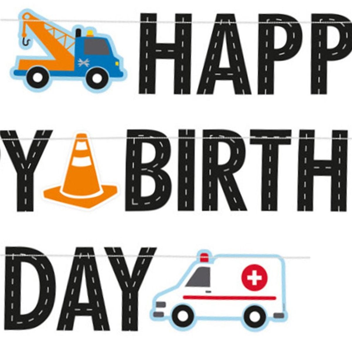 On the Road &apos;Happy Birthday&apos; Paper Letter Banner - 1.8m