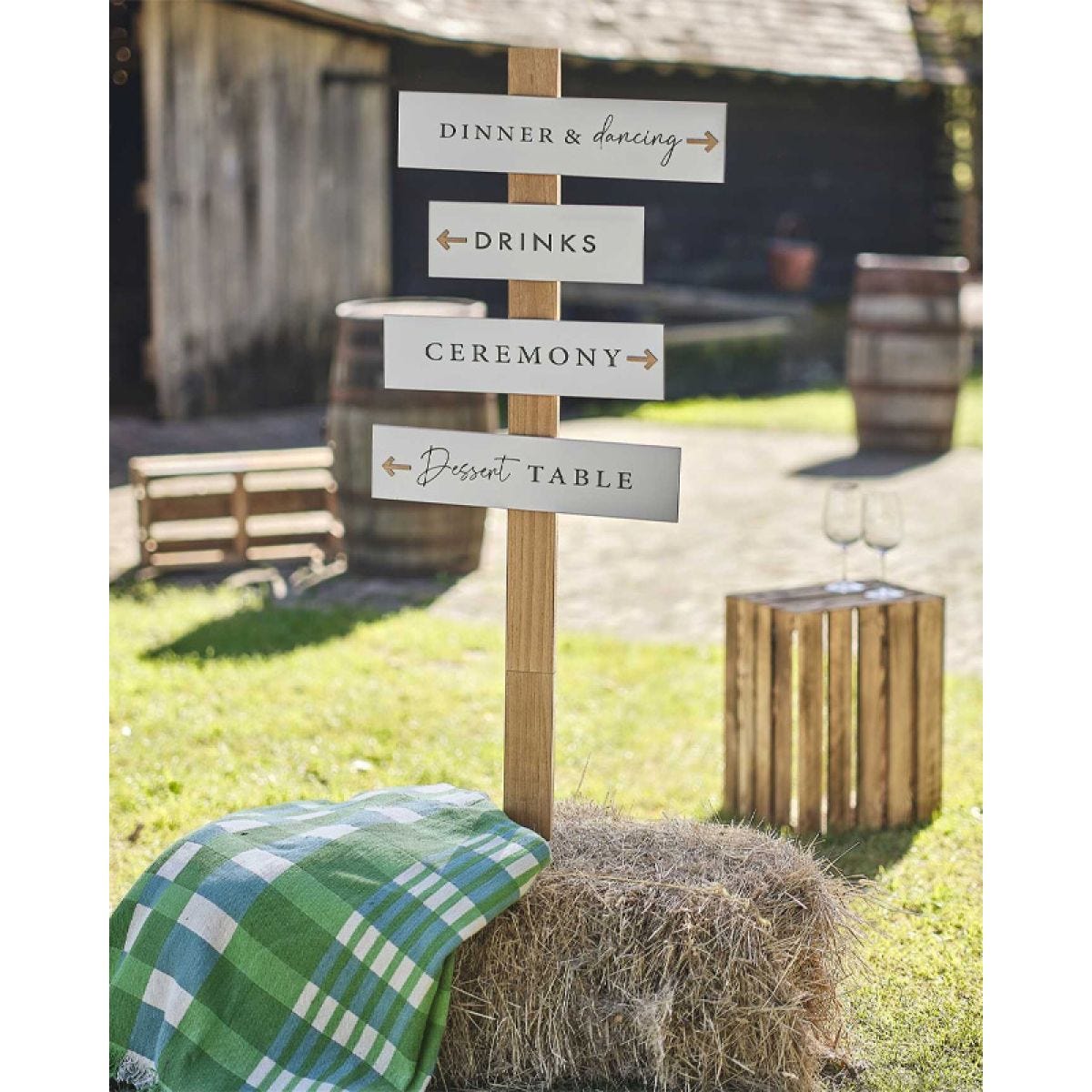 Rustic Romance Wooden Wedding Signpost & Wedding Signs