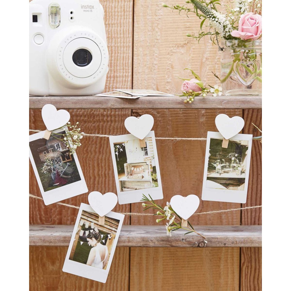 Rustic Country Wooden Heart & String Card Hanging Kit - 5m
