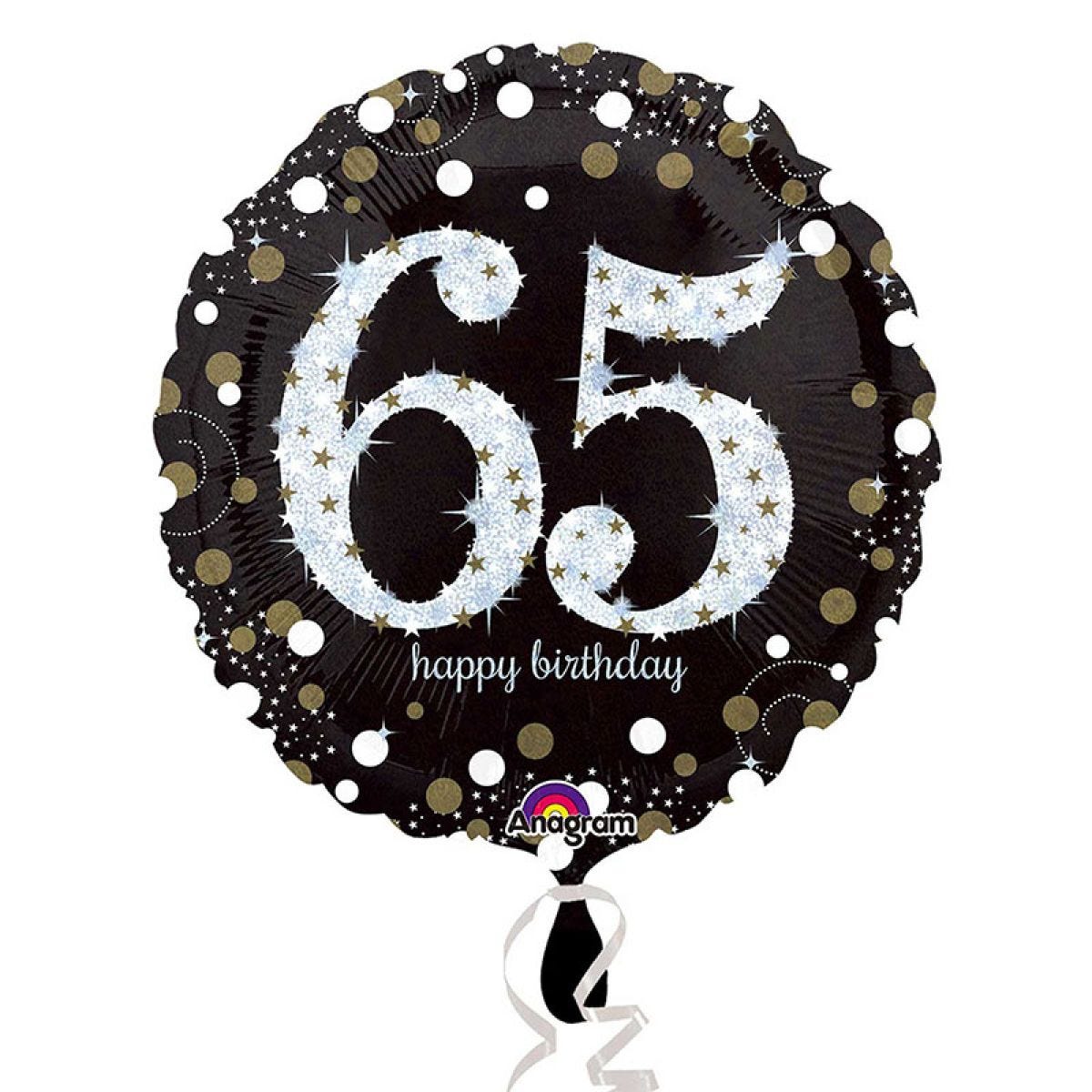 Happy 65th Birthday Gold Sparkling Celebration Balloon - 18" Foil