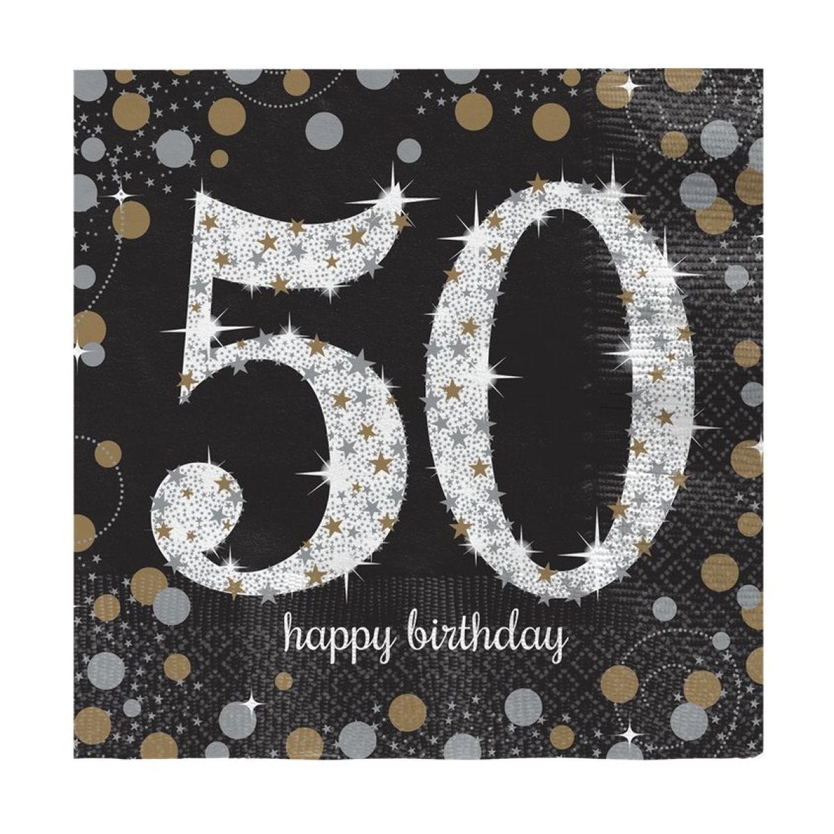 Sparkling Celebration 50th Birthday 2ply Paper Napkins - 33cm