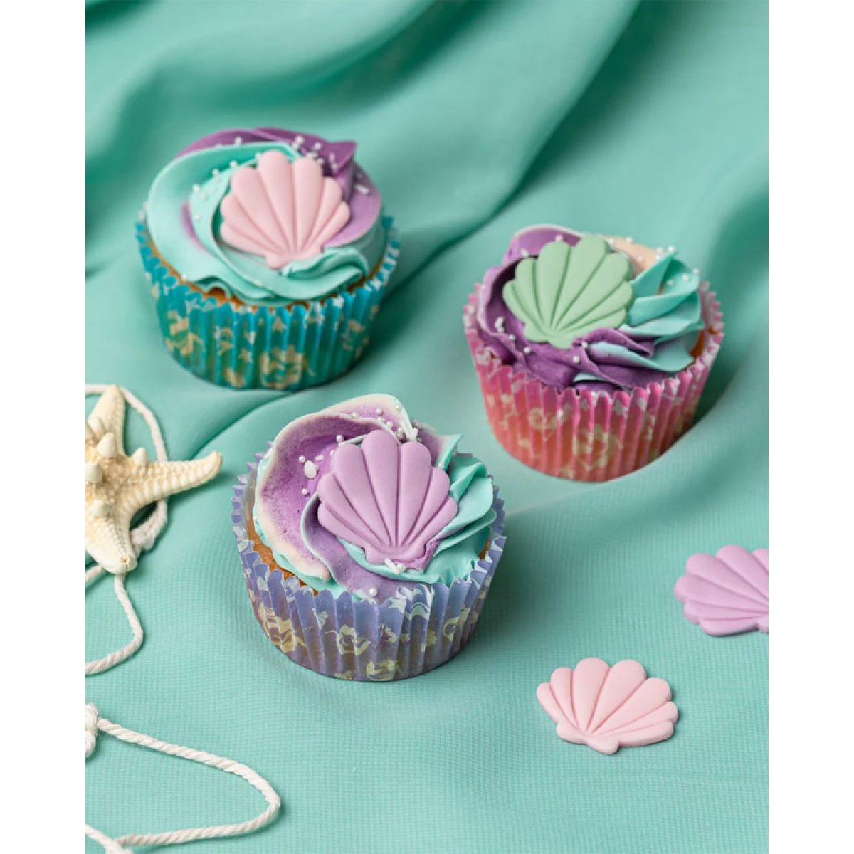 Mermaid Shell Sugar Toppers (6pk)