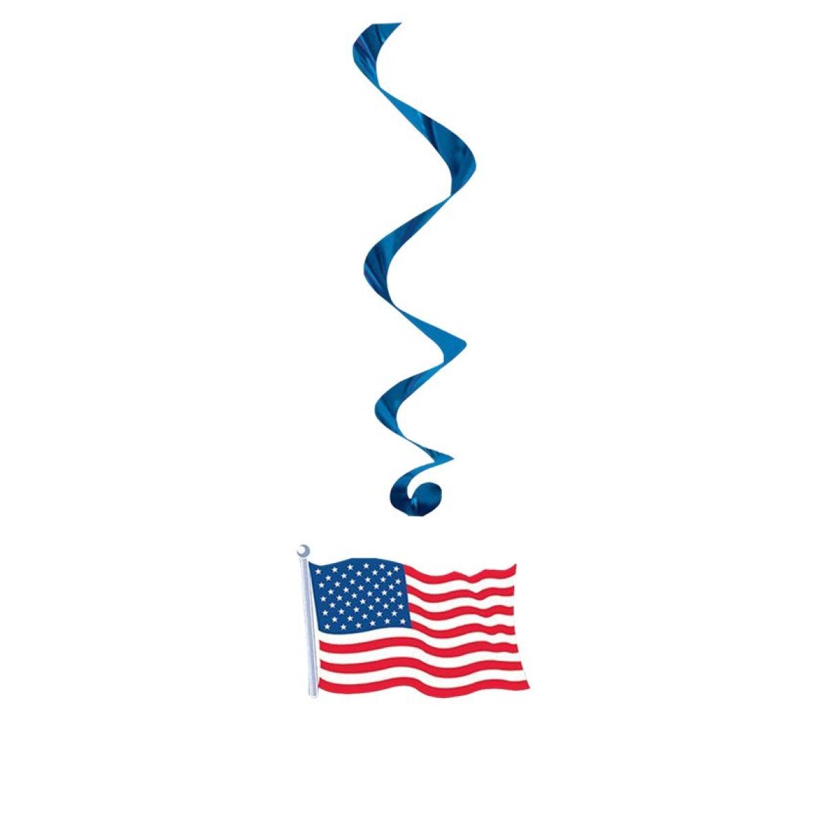 American Flag Hanging Swirl - 4th July Decoration (5pk)