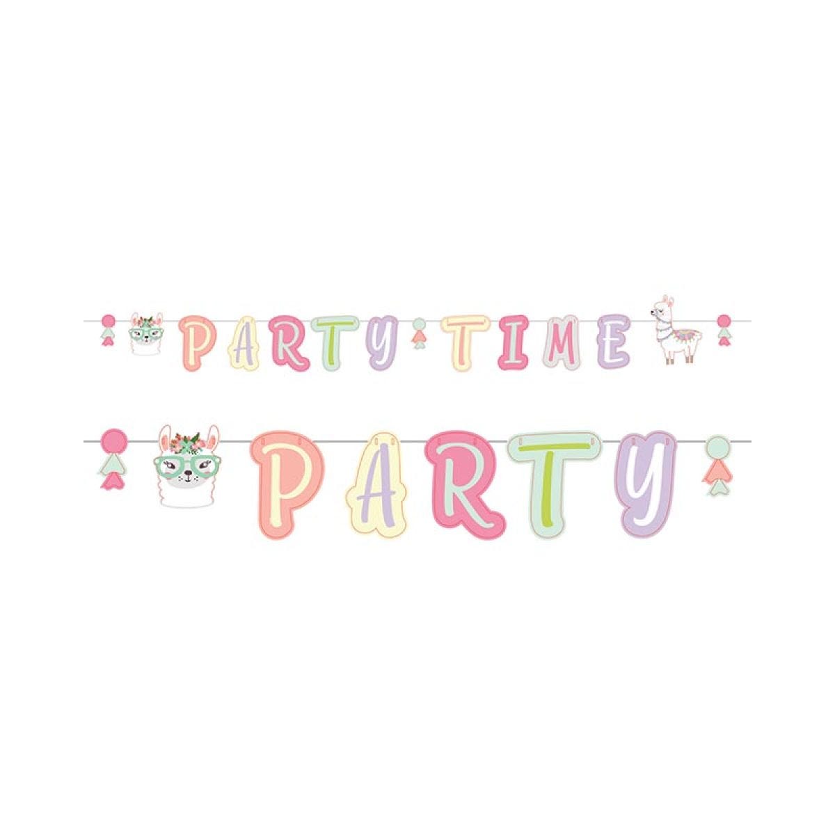 Llama &apos;Party Time&apos; Paper Banner - 2.4m