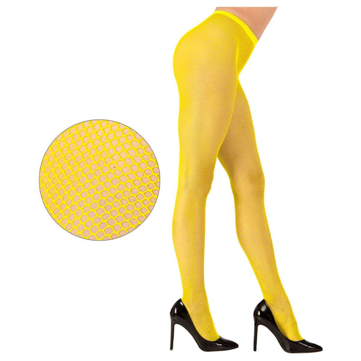 Neon Yellow Fishnet Tights - One Size