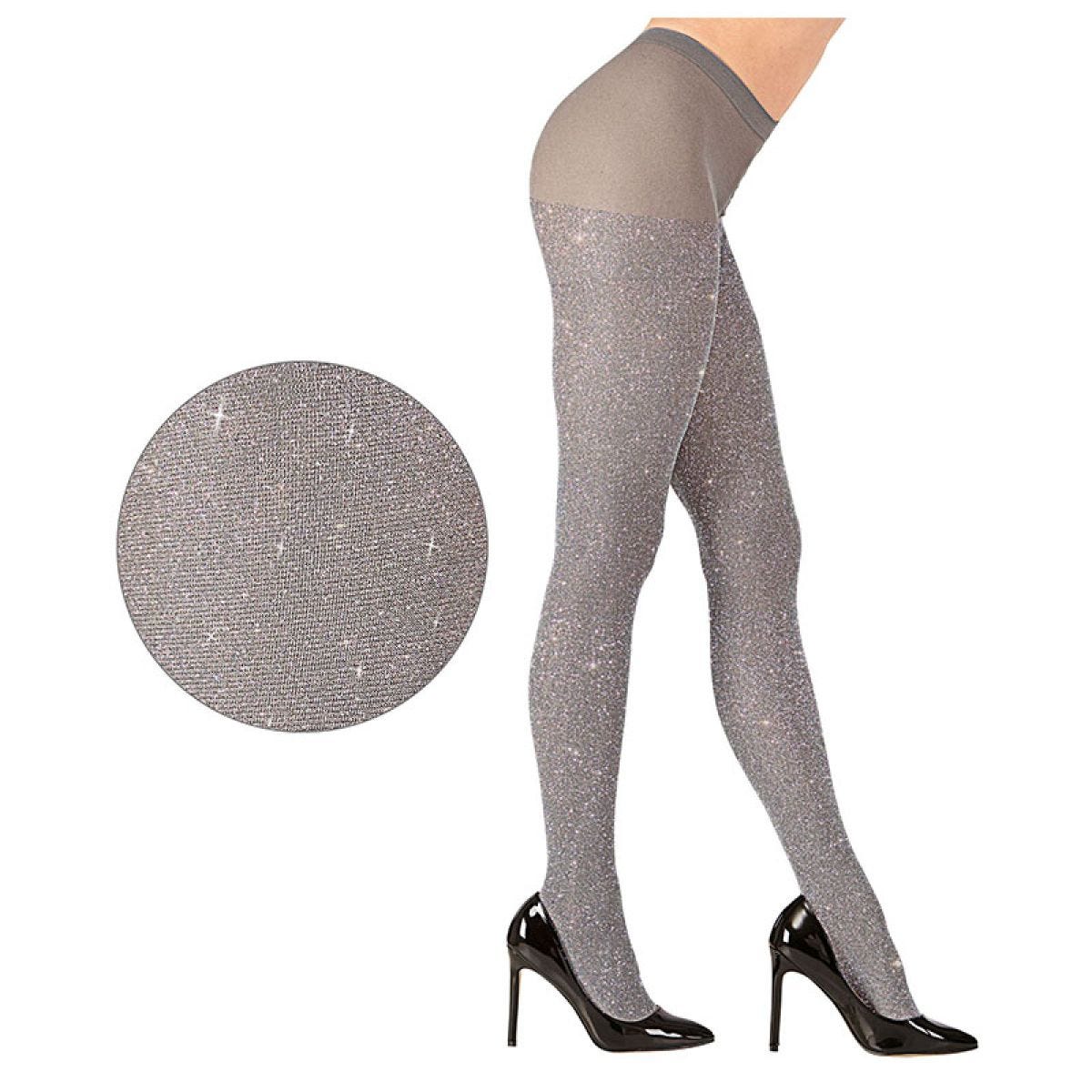 Silver Glitter Tights - XL