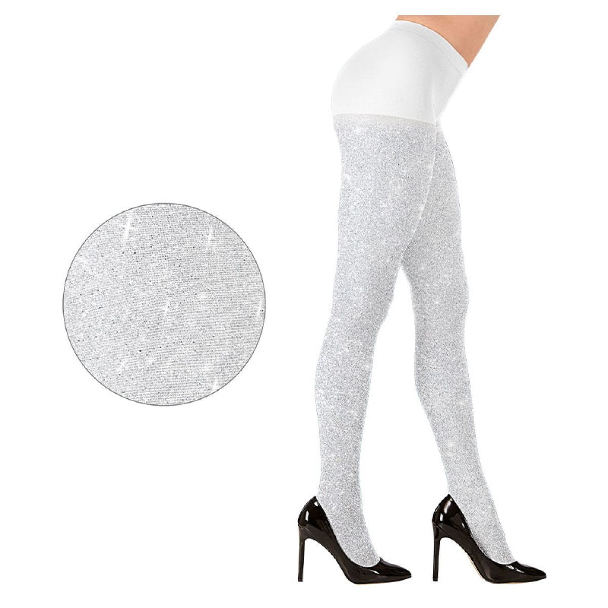 White Glitter Tights - One Size