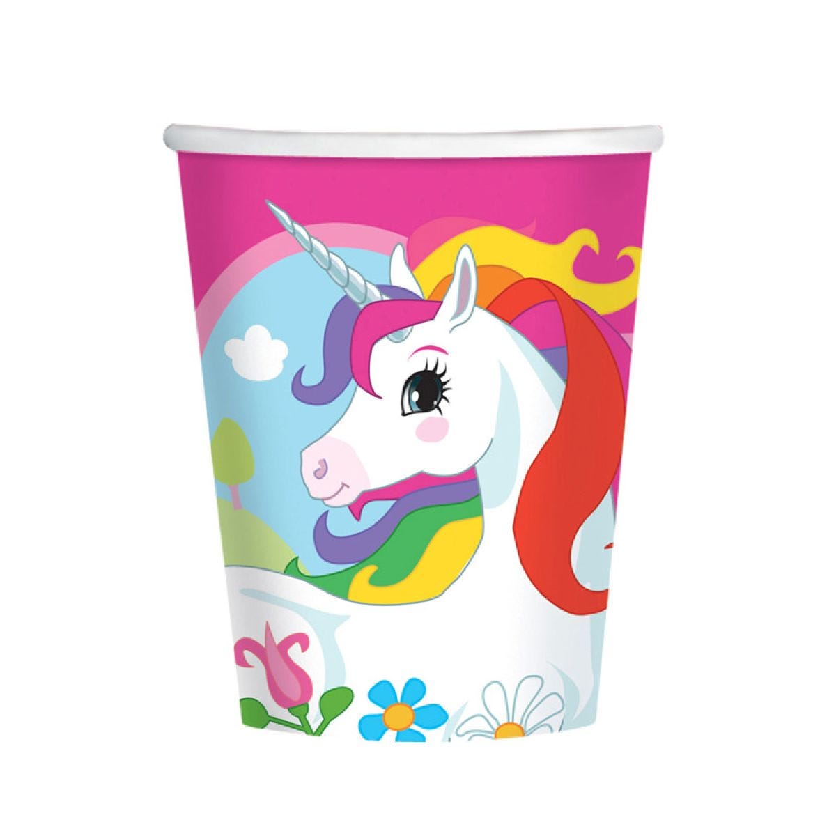 Rainbow Unicorn Paper Party Cups - 266ml