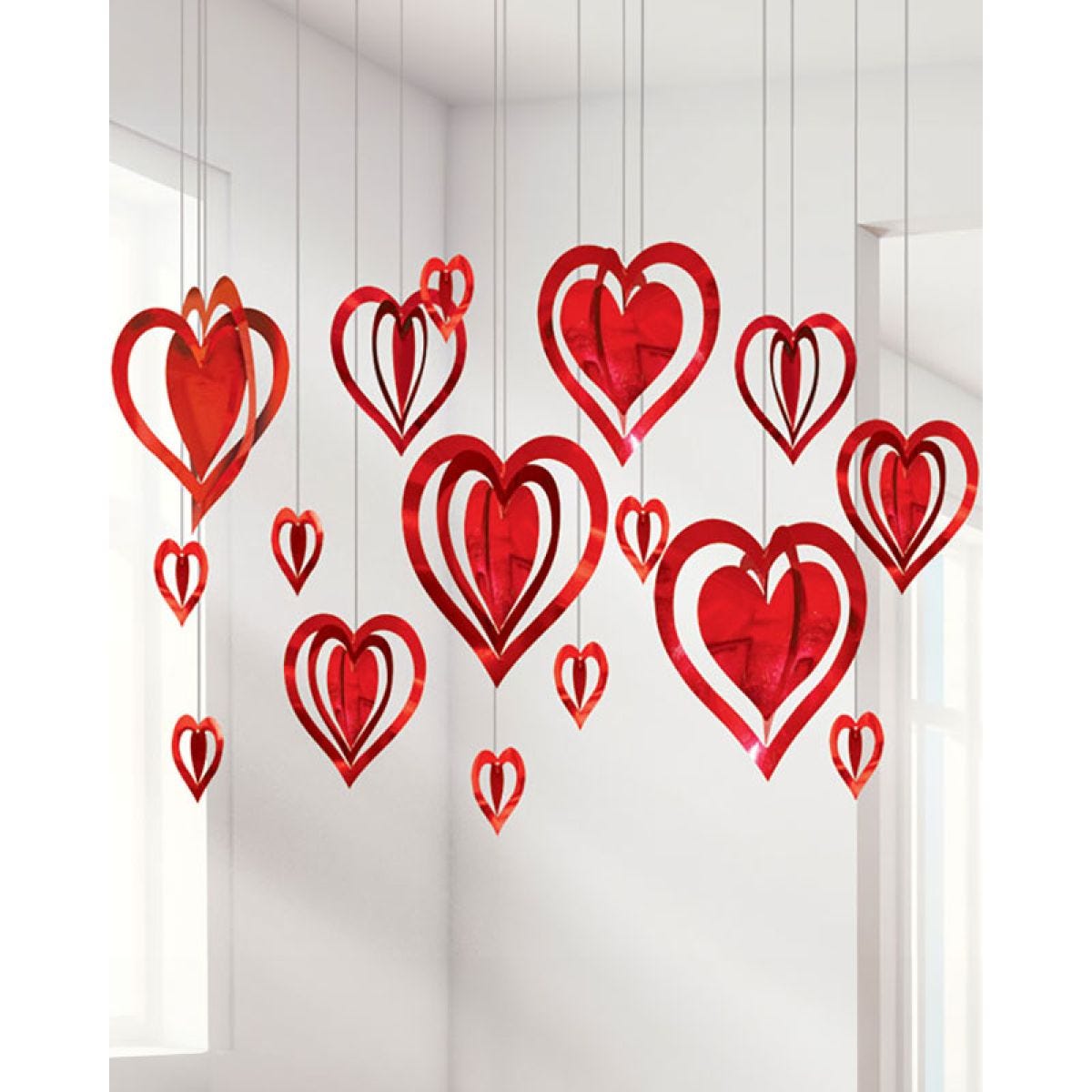 Valentines 3D Heart Hanging Decorations