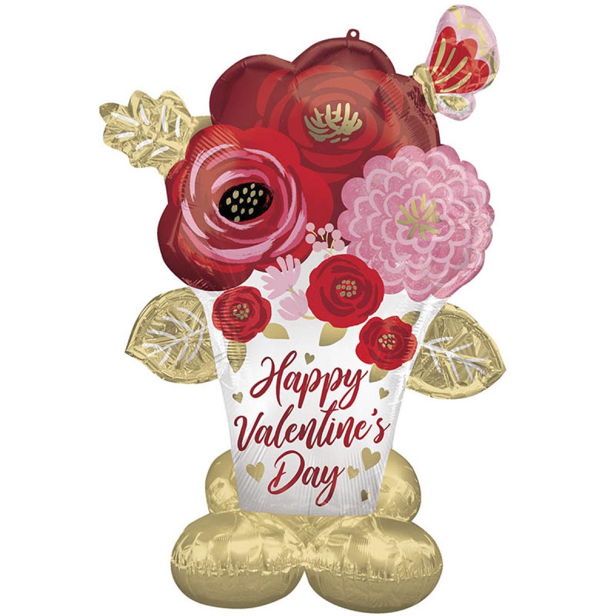 Happy Valentines Day Flowers Airloonz Foil Balloon - 53" x 39"