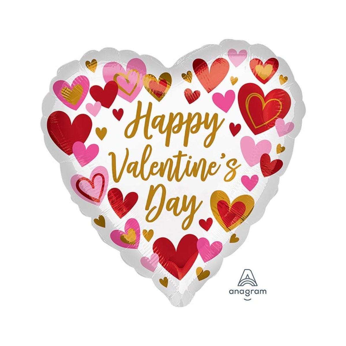 Playful Valentine&apos;s Hearts Jumbo Satin Ballon - 28" x 28" Foil