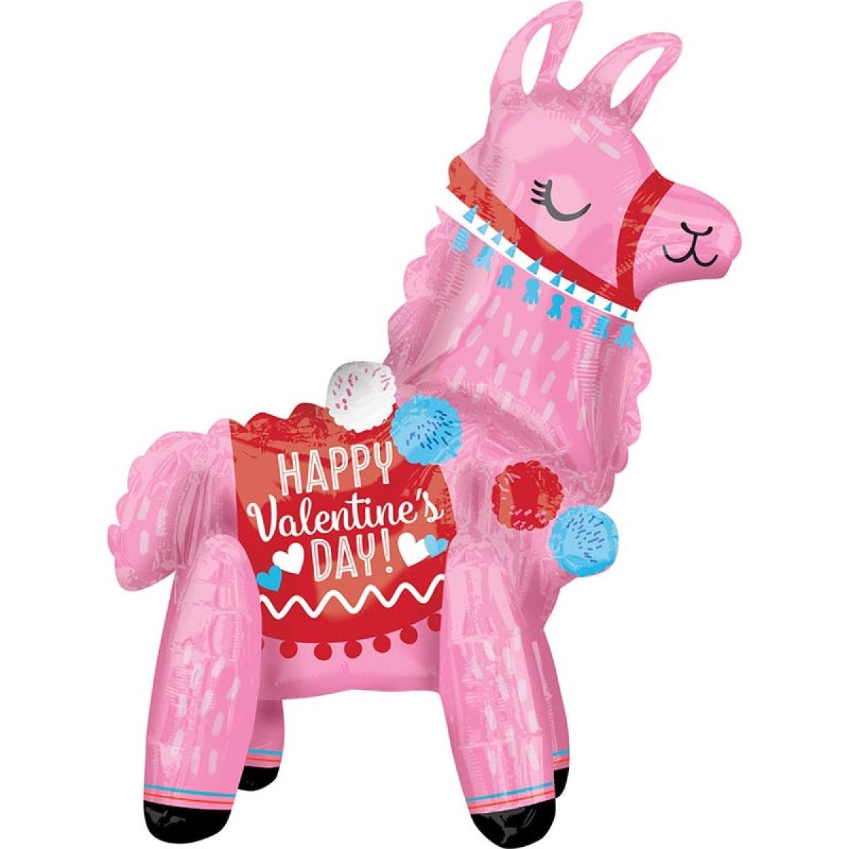 Valentines Llama Standing Foil Balloon - 55cm x 45cm