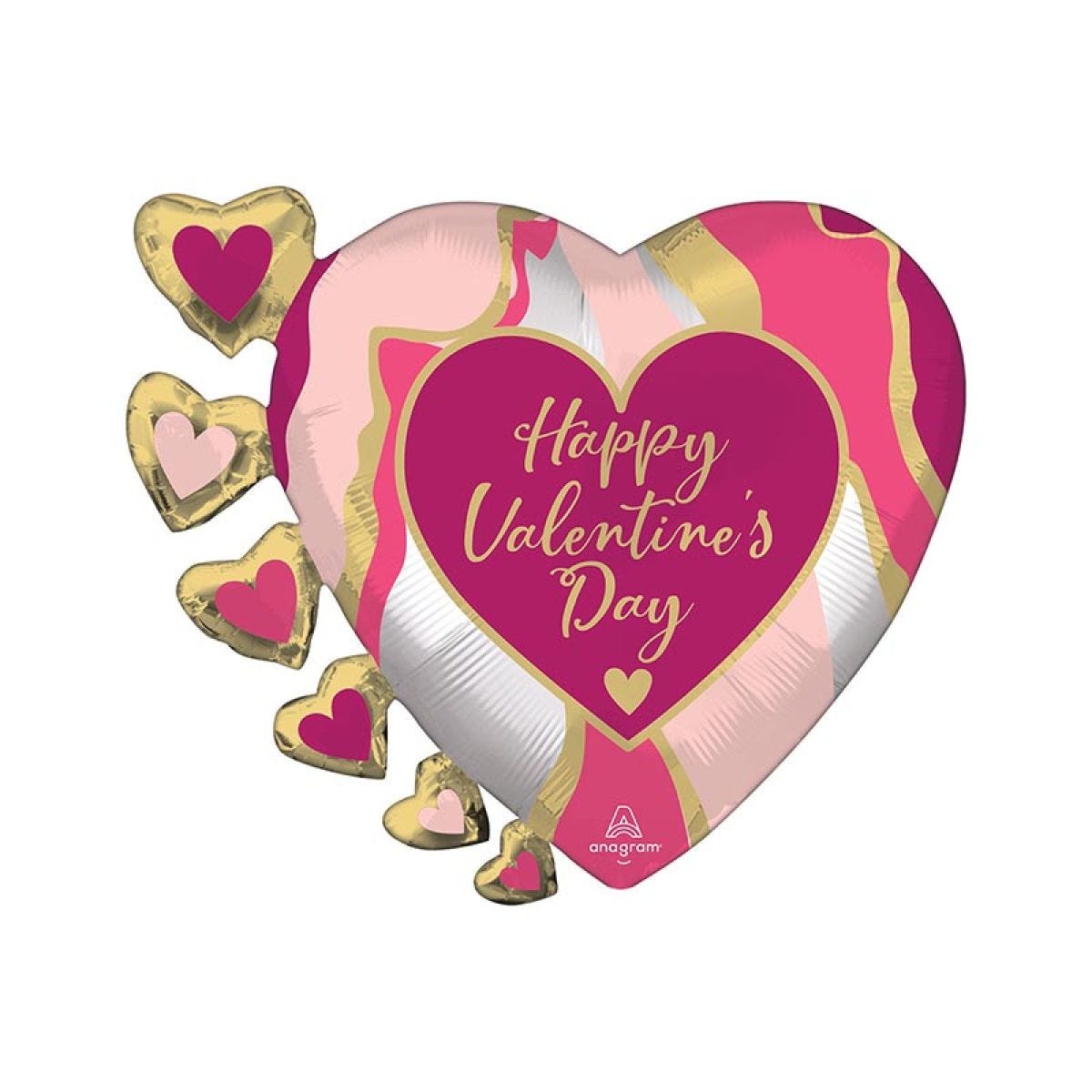 Valentines Marble Abstract Supershape - 24" x 20" Foil