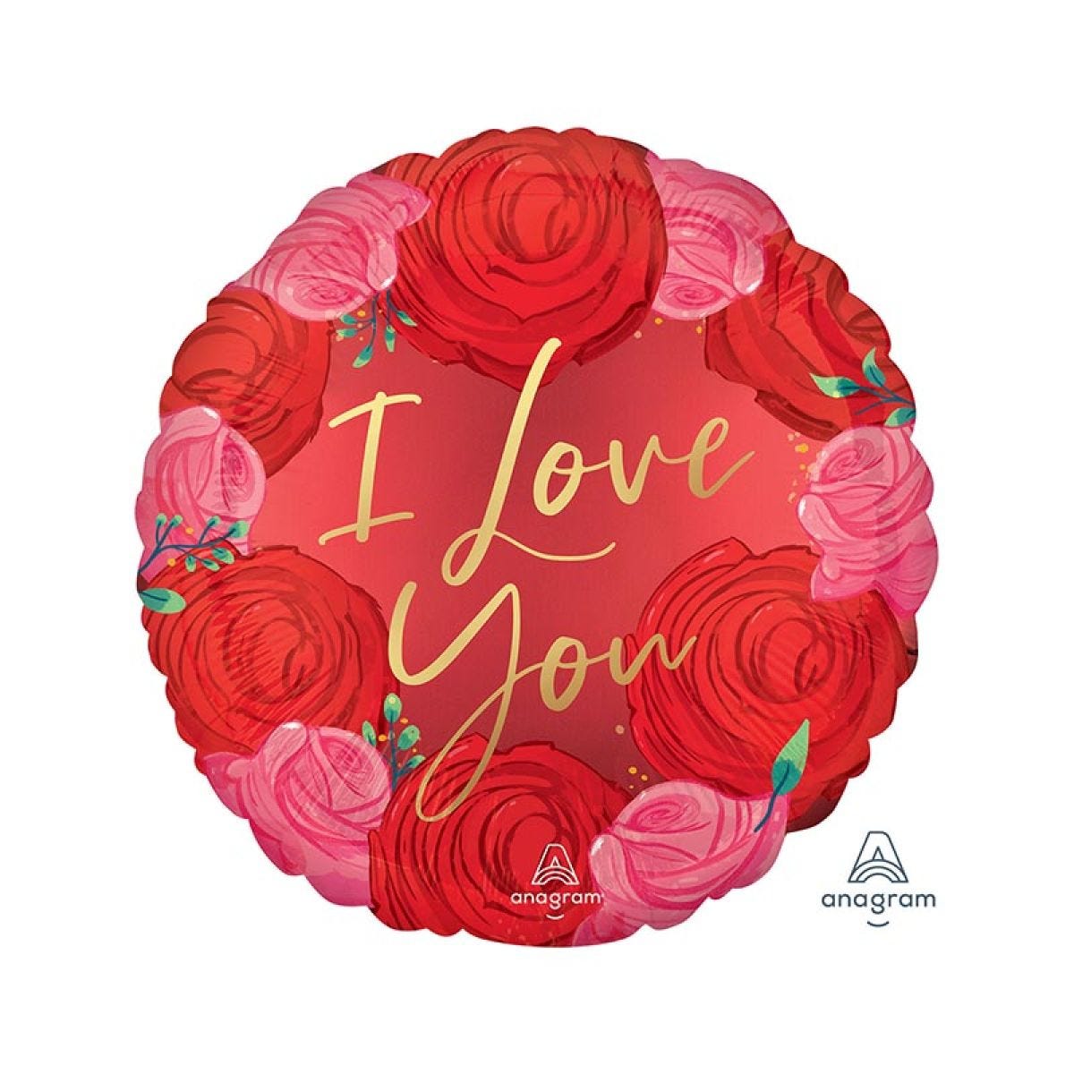 I Love You Circled In Roses Balloon - 18" Foil