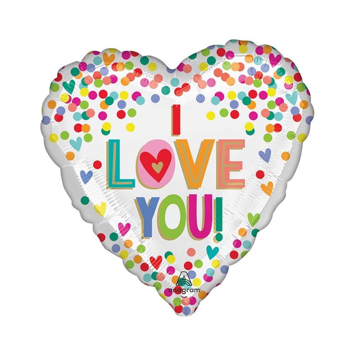 I love You Rainbow Dots Balloon - 18" Foil