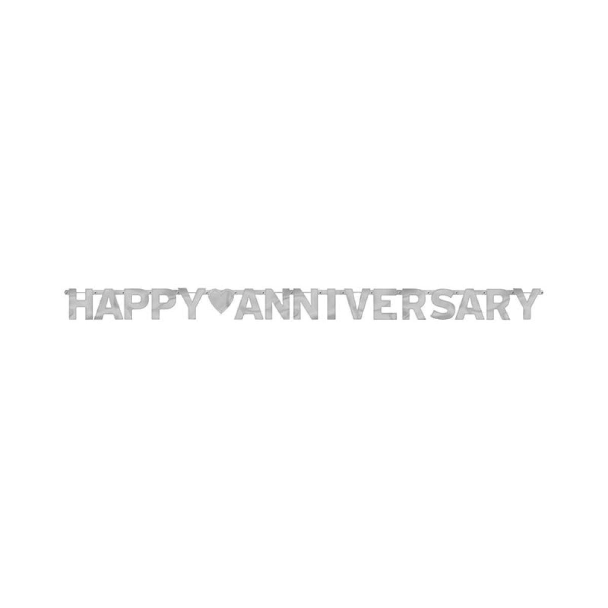 Silver Foil Happy Anniversary Letter Banner - 2m
