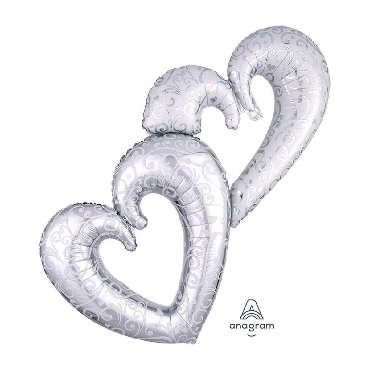 Silver Interlocking Hearts Foil Balloon