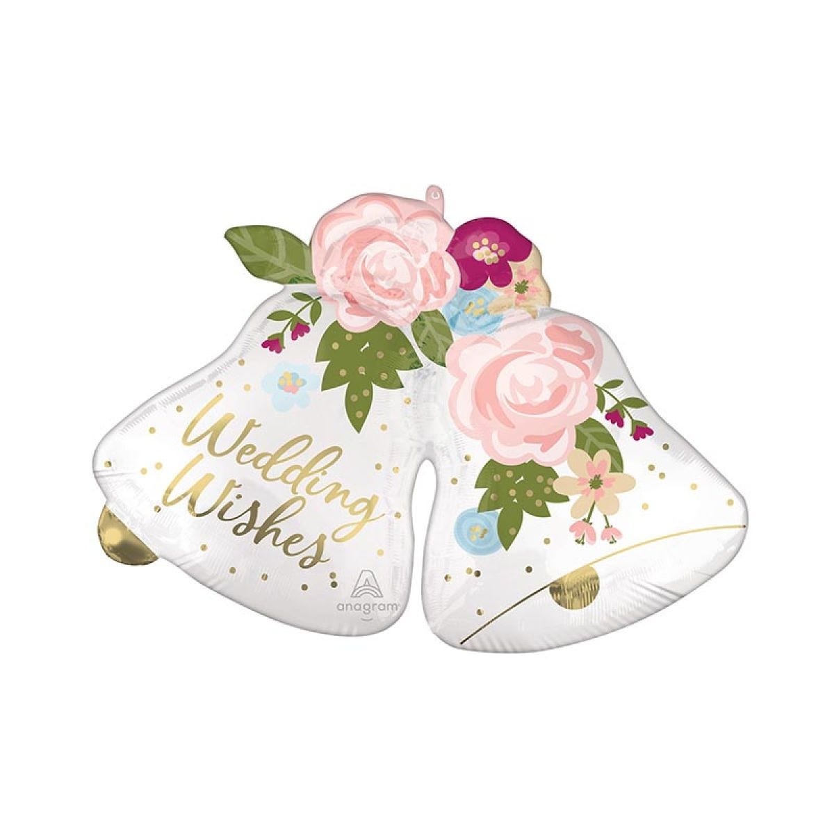 Wedding Wishes Bells Supershape Balloon - 33" x 24" Foil