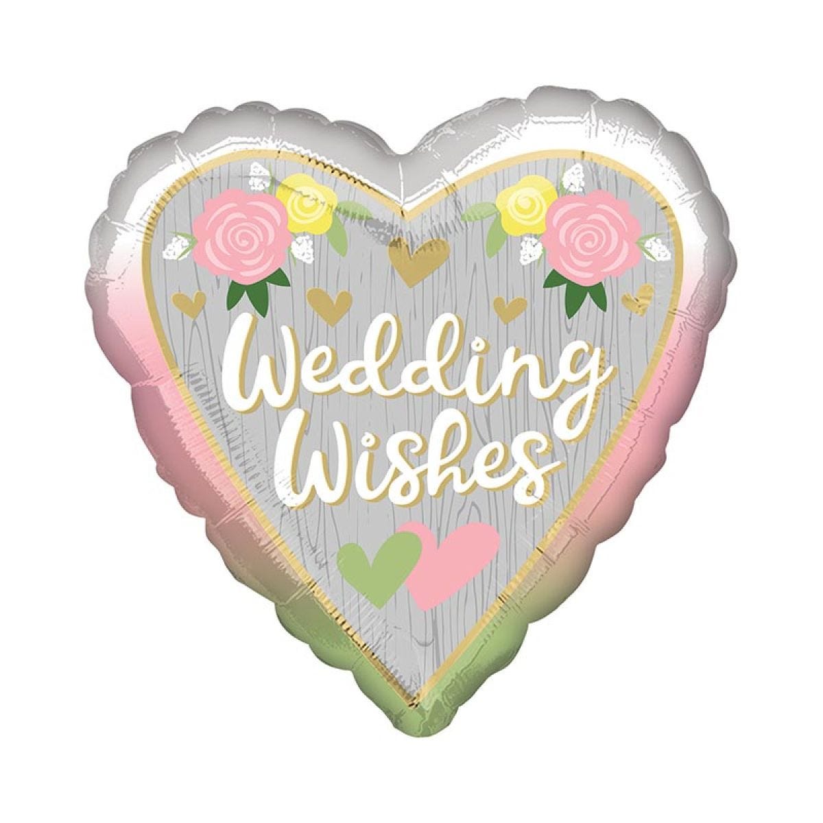 Wedding Wishes Ombre Heart Balloon - 18" Foil