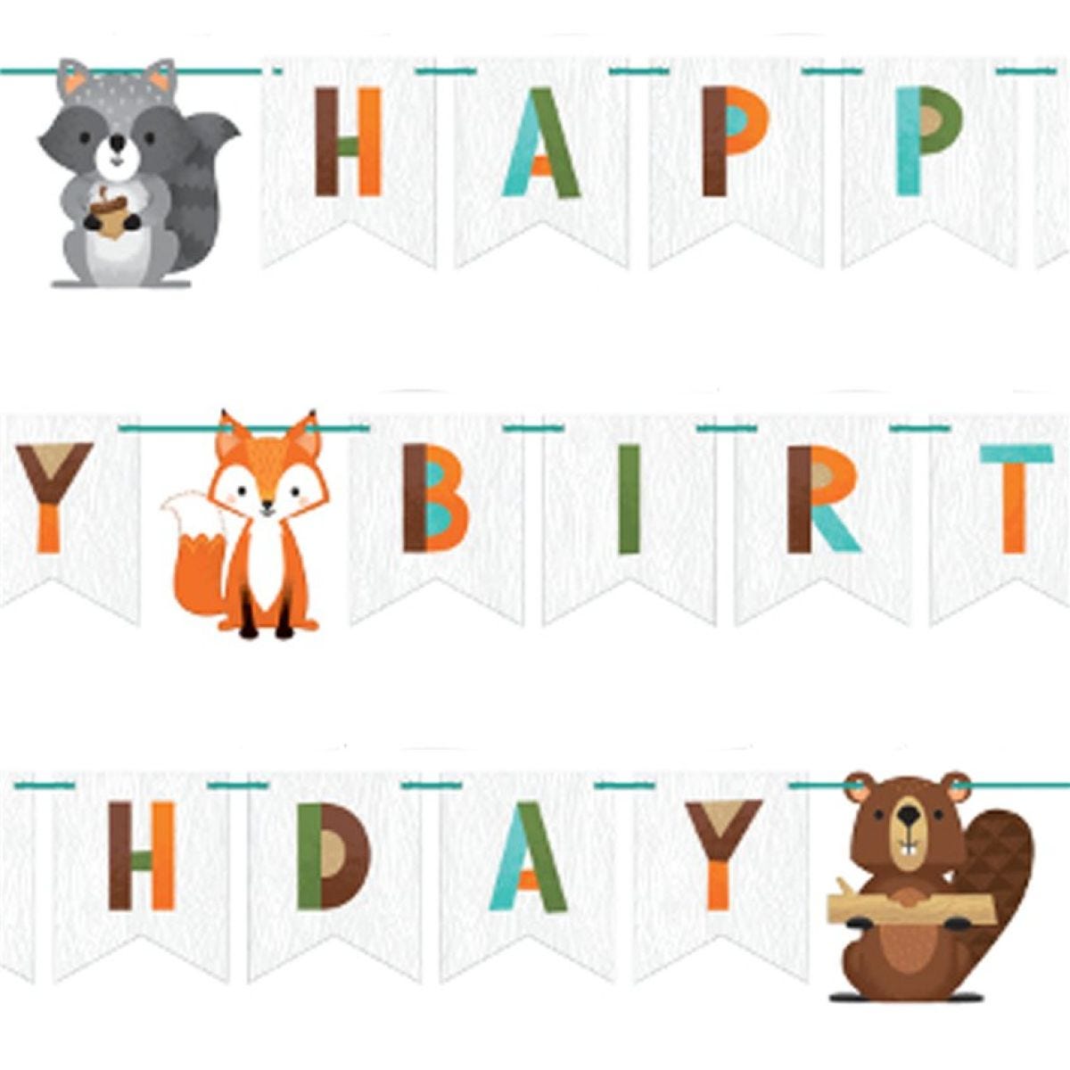 Woodland Animals &apos;Happy Birthday&apos; Ribbon Banner - 2.5m