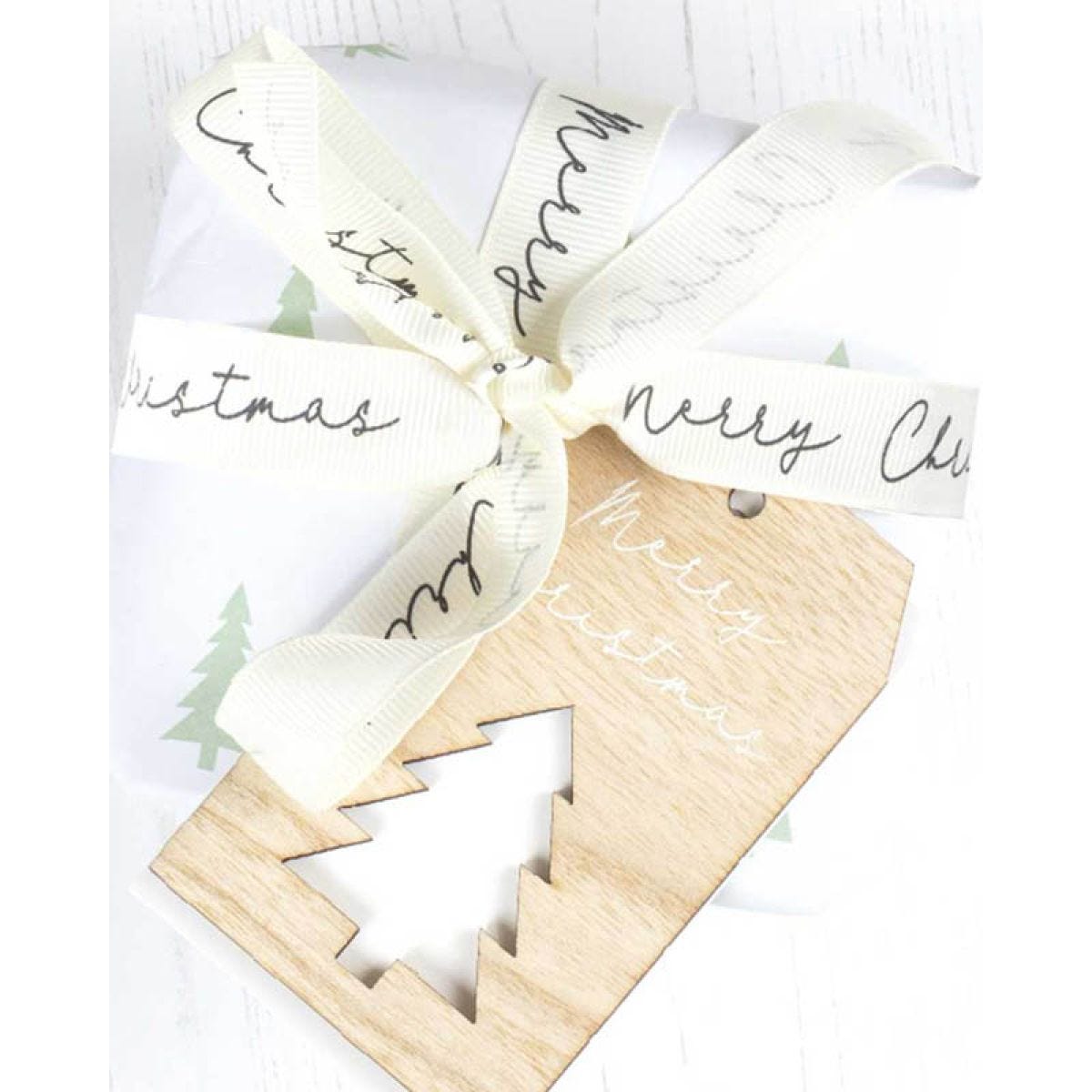 Green Christmas Tree Eco Wrapping Paper Kit with Ribbon & Tags