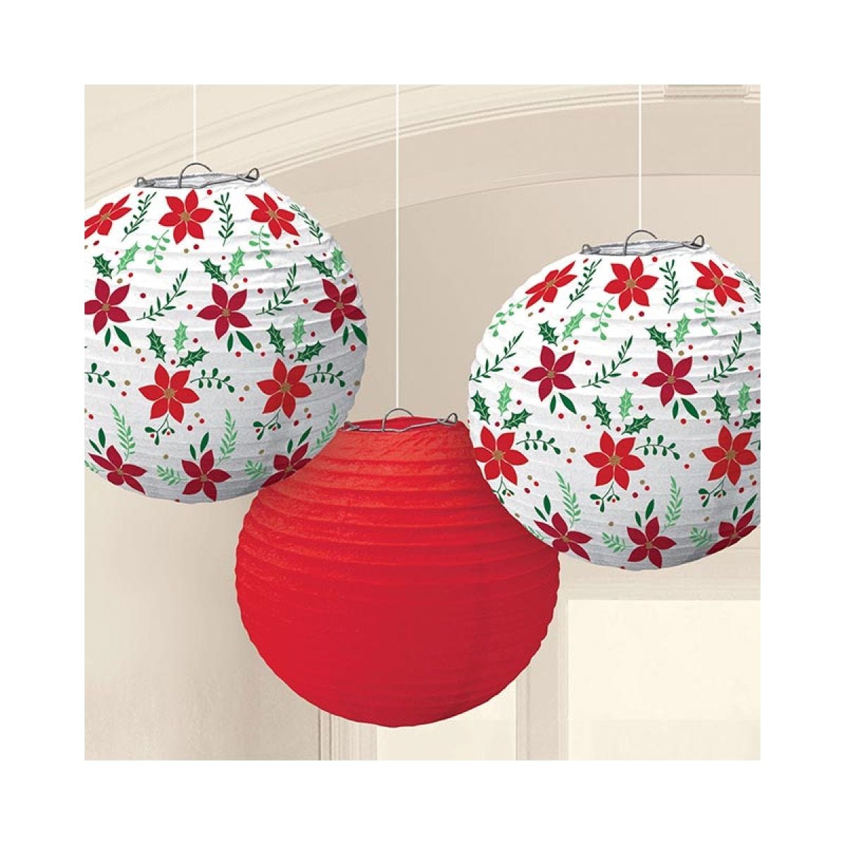 Traditional Christmas Printed Lanterns - 24cm