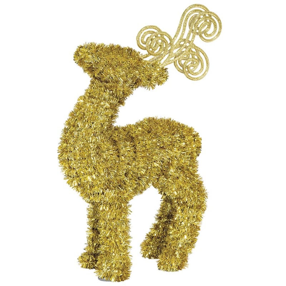3D Gold Tinsel Reindeer - 28cm x 17cm