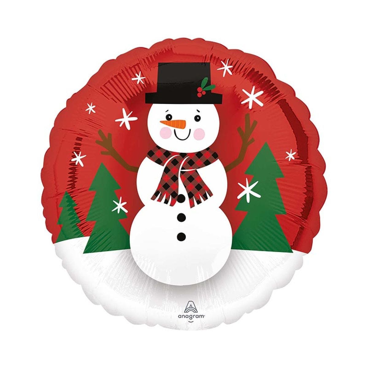 Smiley Snowman Christmas Balloon - 18" Foil