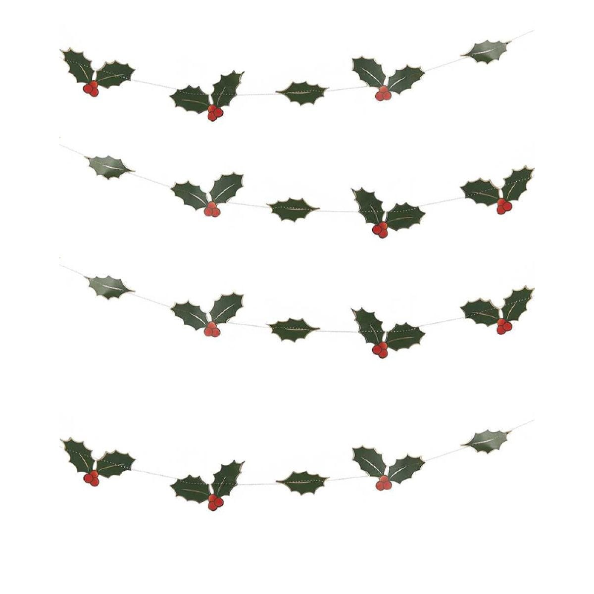 Foiled Holly Leave Garland - 5m